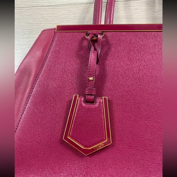 Fendi Medium 2Jours Fuchsia Pink Leather Satchel Tote - Picture 5 of 16